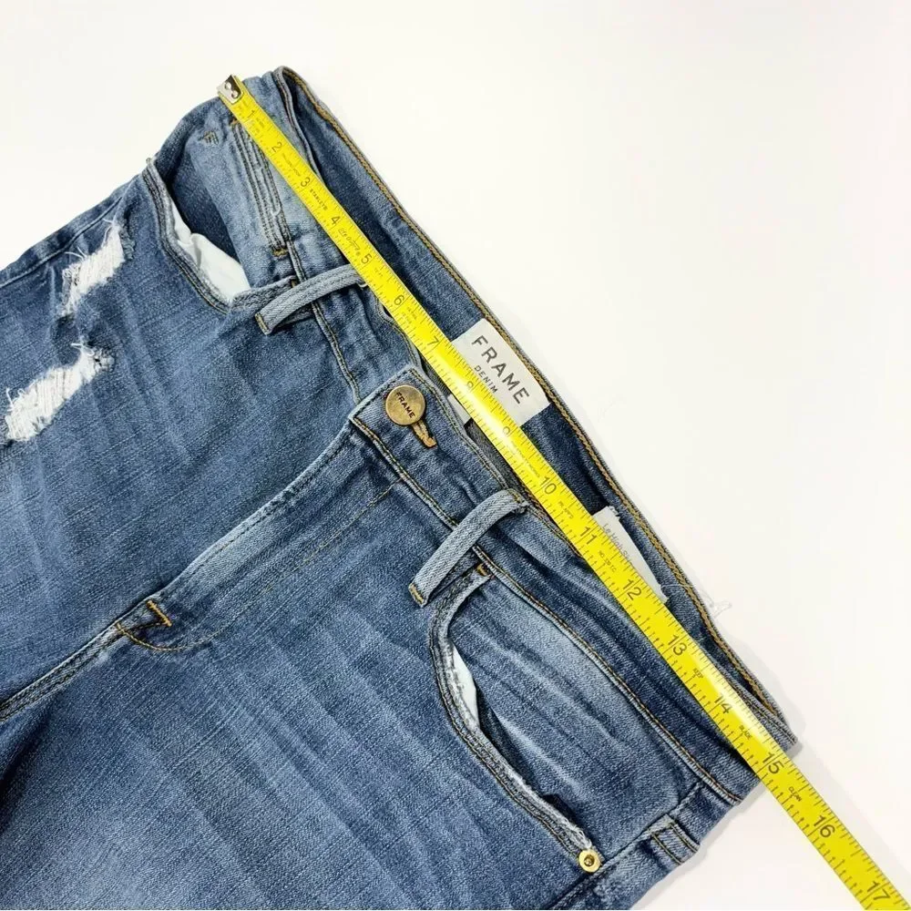 Frame Le High Skinny Crop Jeans Size 30 Arenas Wash Step Fray Hem Distressed